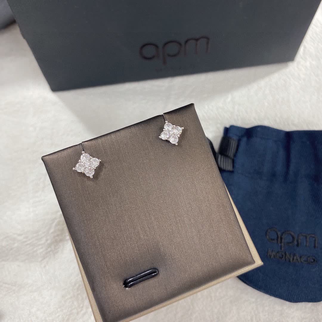 APM Monaco Opm Silver Plated Cubic Zirconia Stud Earrings